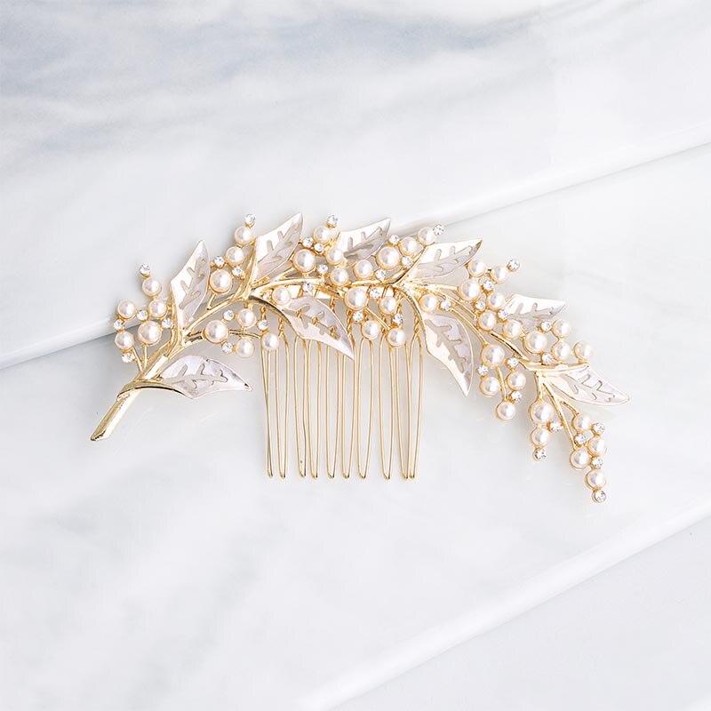 Kelly Pearl Leaf Wedding Hair Comb