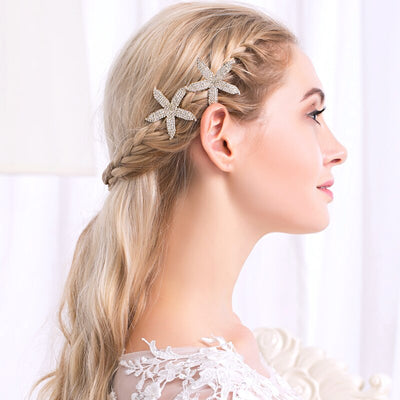 Ariel Beach Inspired Bridal Barrette Set (2 Piece)