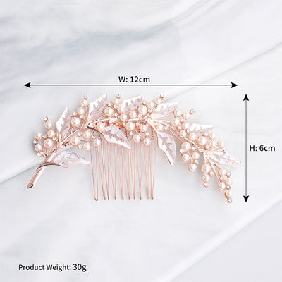 Kelly Pearl Leaf Wedding Hair Comb