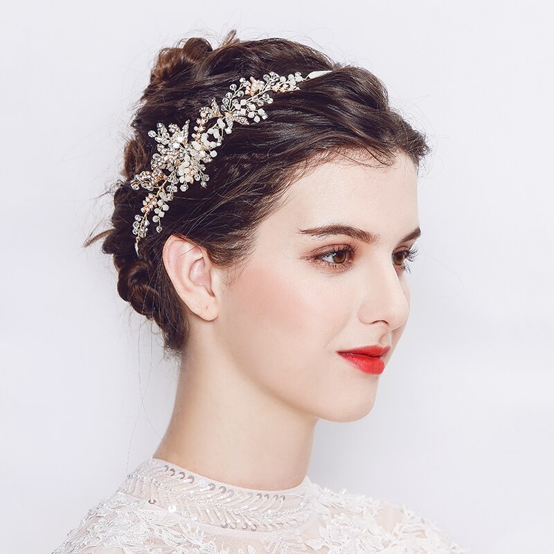 Sara Delicate Crystal Headband- Silver/Gold