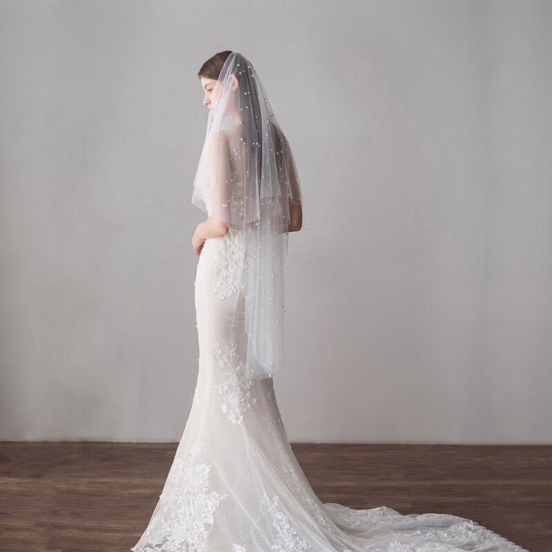 Willa Two Layer Pearl Bridal Veil