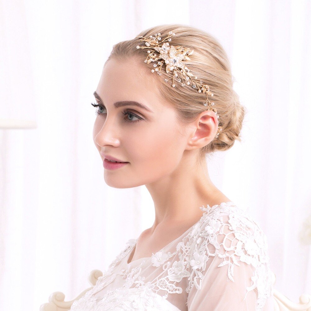 Brittany Elegant Vine Pearl Wedding Headband