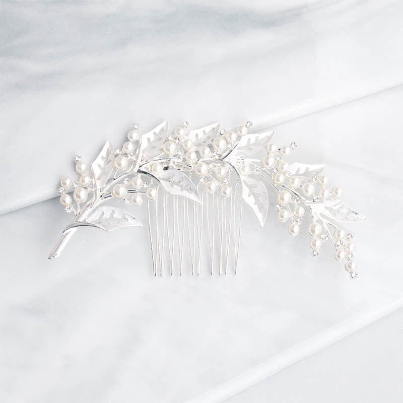 Kelly Pearl Leaf Wedding Hair Comb