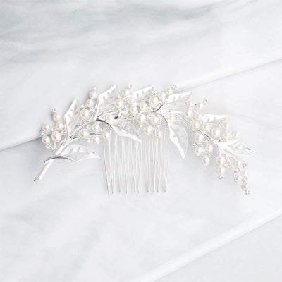 Kelly Pearl Leaf Wedding Hair Comb