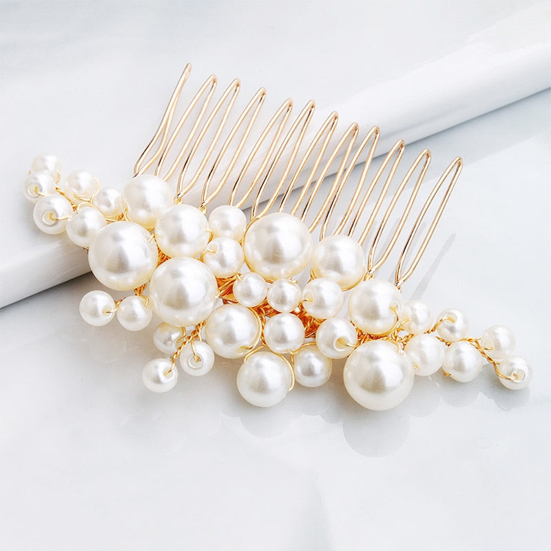 Shay Antique Gold Pearl Hair Comb/Pin Set (5 Piece)