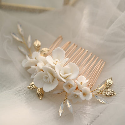 Ezra Porcelain Detailed Hair Comb