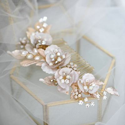 Renee Porcelain Crystal Bridal Hair Comb