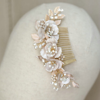 Renee Porcelain Crystal Bridal Hair Comb