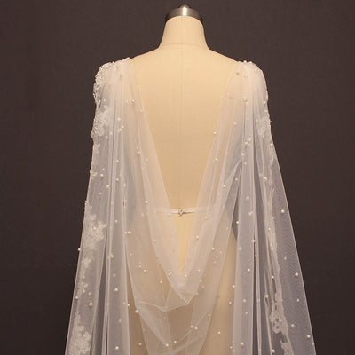 Leanna Lace & Pearl Cathedral Shoulder Veil