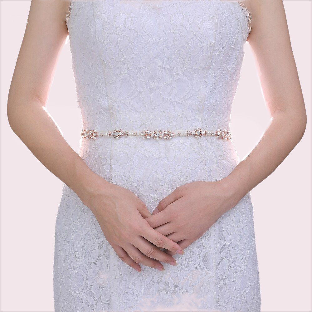 Willow Delicate Rose Gold Beaded Bridal Belt