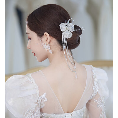 Urvie Silver Glam Wedding Hair Flower