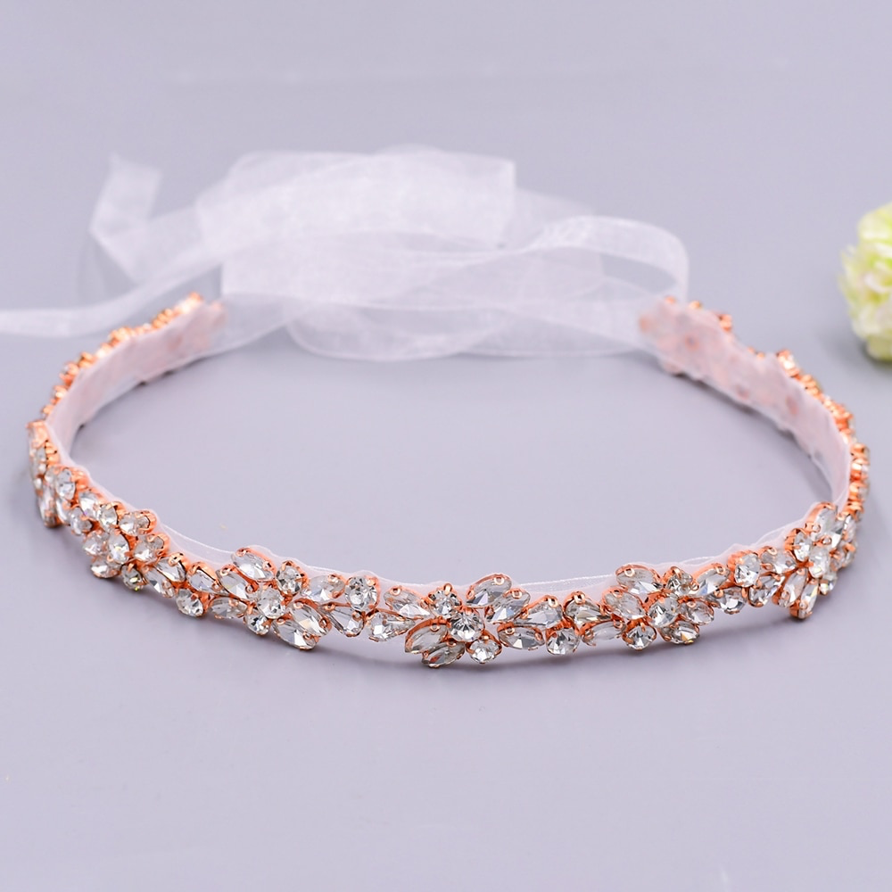 Lorianna Sleek Rose Gold Crystal Wedding Belt