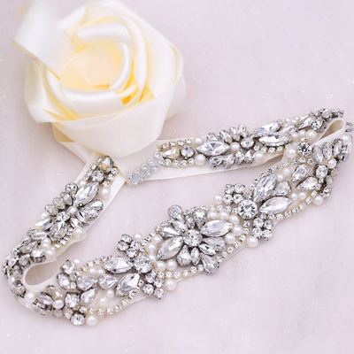 Mallory Pearl & Rhinestone Beaded Bridal Belt