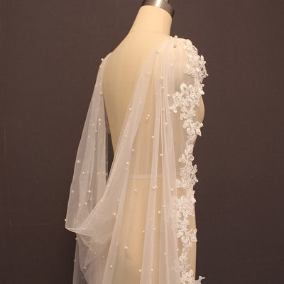 Leanna Lace & Pearl Cathedral Shoulder Veil