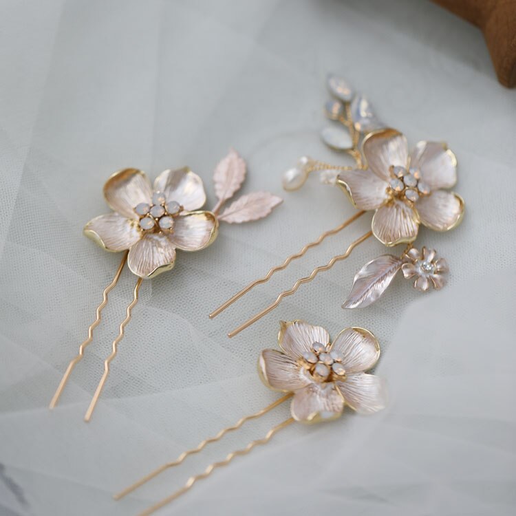 Mia Blush Pearl Hair Pin Set (3 Piece)