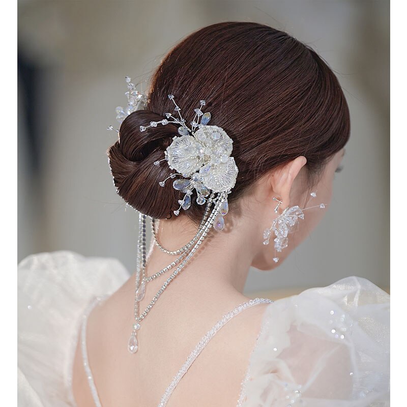 Urvie Silver Glam Wedding Hair Flower