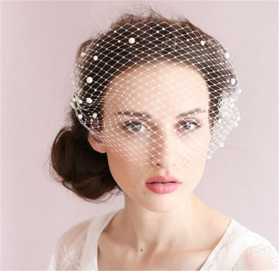 Everlee Pearl Birdcage Blusher Veil