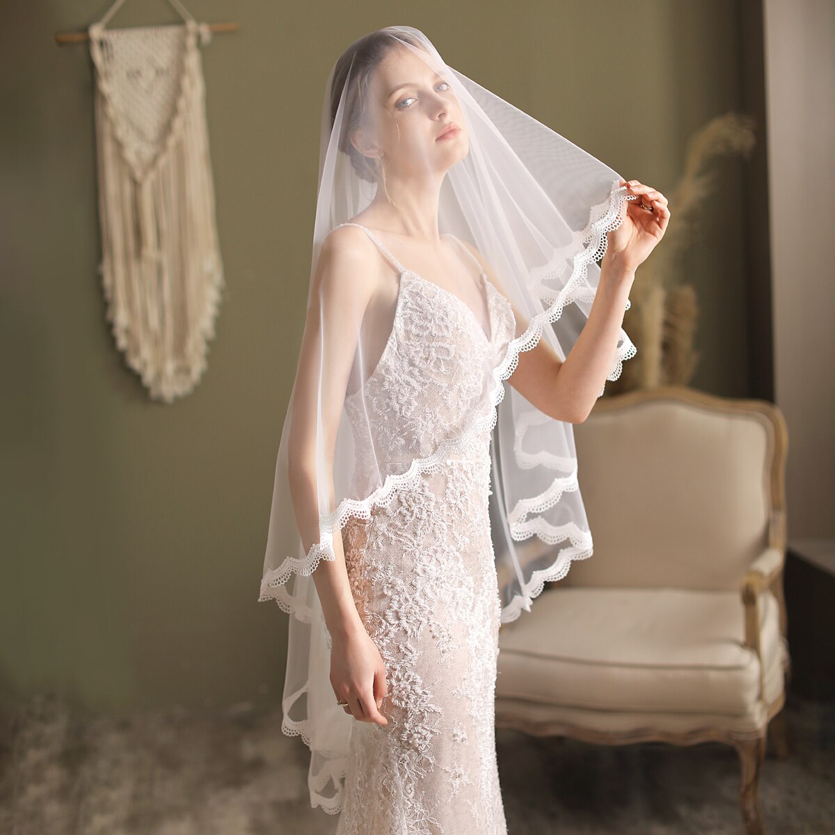 Penelope Delicate Fingertip Wedding Bridal Veil