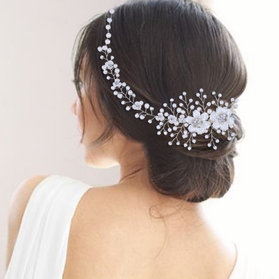 Lacy Pearl Spray Bridal Headbanc