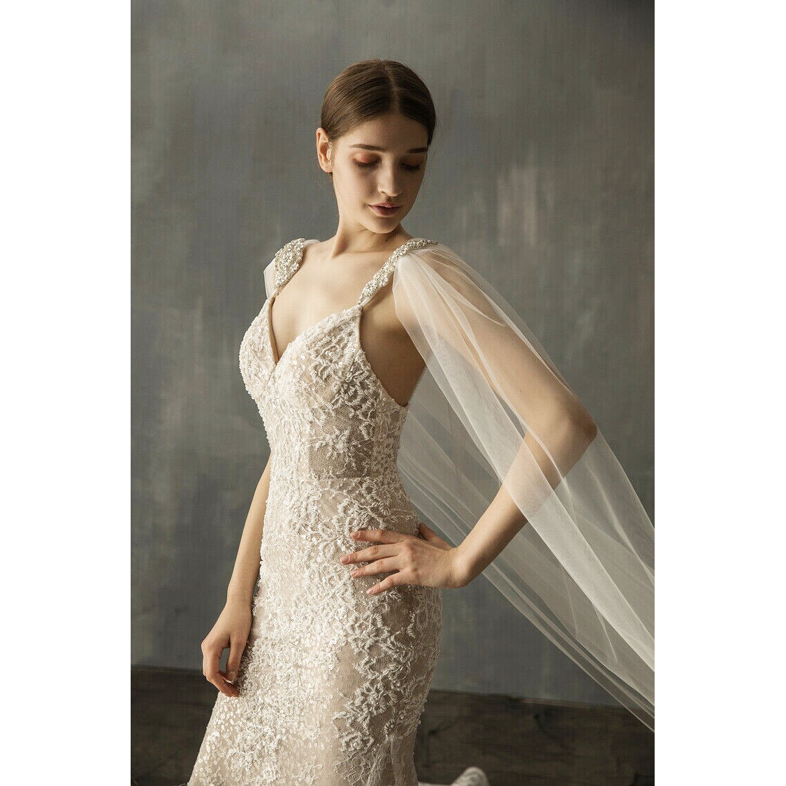 Bea Tulle & Rhinestone Shoulder Veil