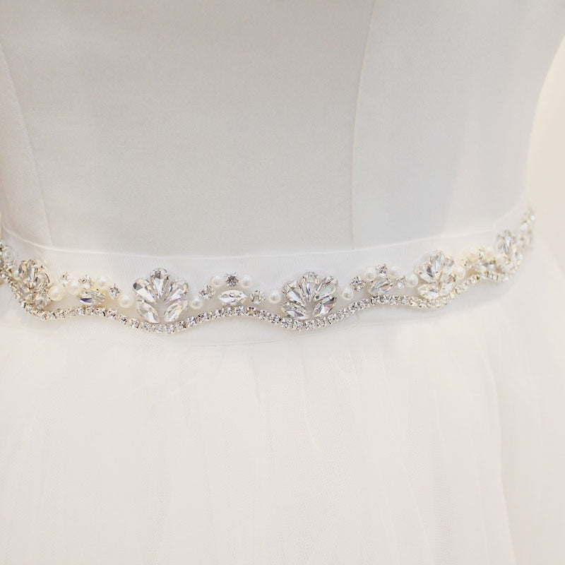 Laci Dainty Crystal Beaded Bridal Belt