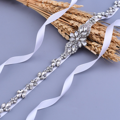 Kari Thin Sparkly Crystal Wedding Sash Belt