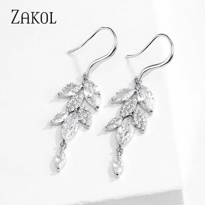 Long Floral Branch Drop Earrings