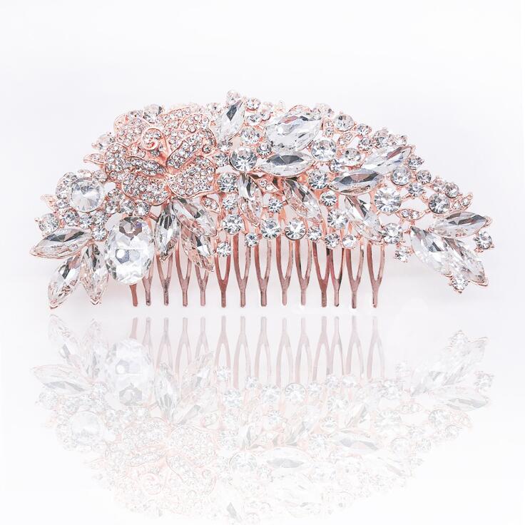 Alexa Couture Crystal Cluster Hair Comb- Silver/Gold/Rose Gold