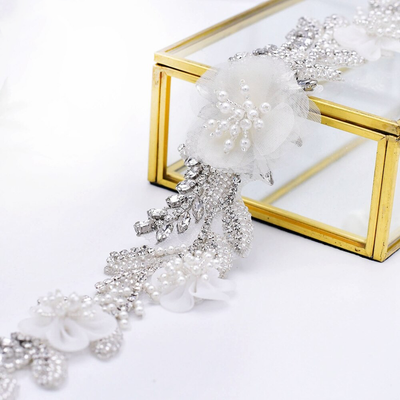 Alicia Luxury Rhinestone Pearl & Floral Wedding Belt