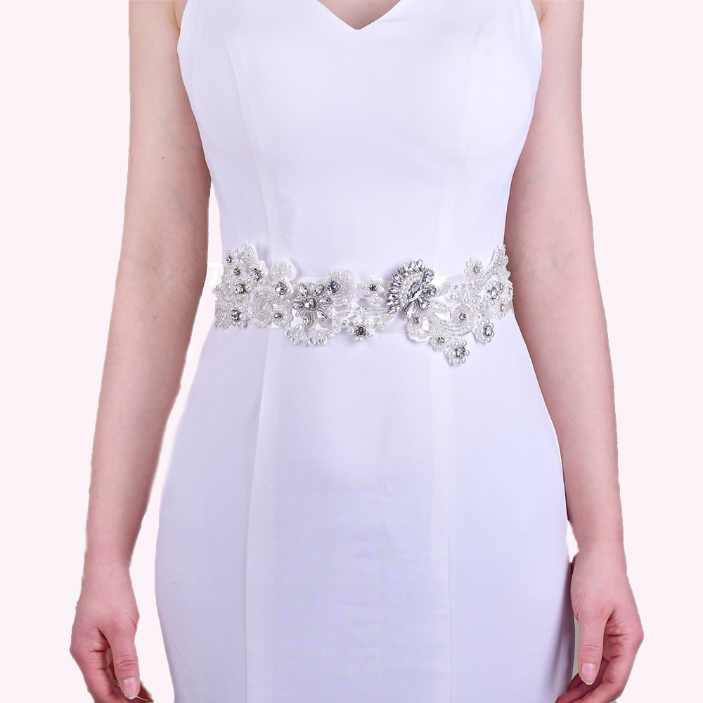 Bianca Floral Pearl Beaded Wedding Dress Belt