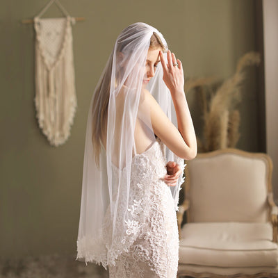 Paula Delicate Lace Trim Wedding Veil