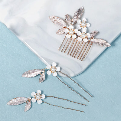 Harper Blushing Rose Gold Hair Comb Set (3 Piece)