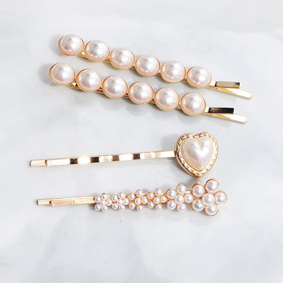 Paula Gold Pearl Hair Barrettes (4 Piece)