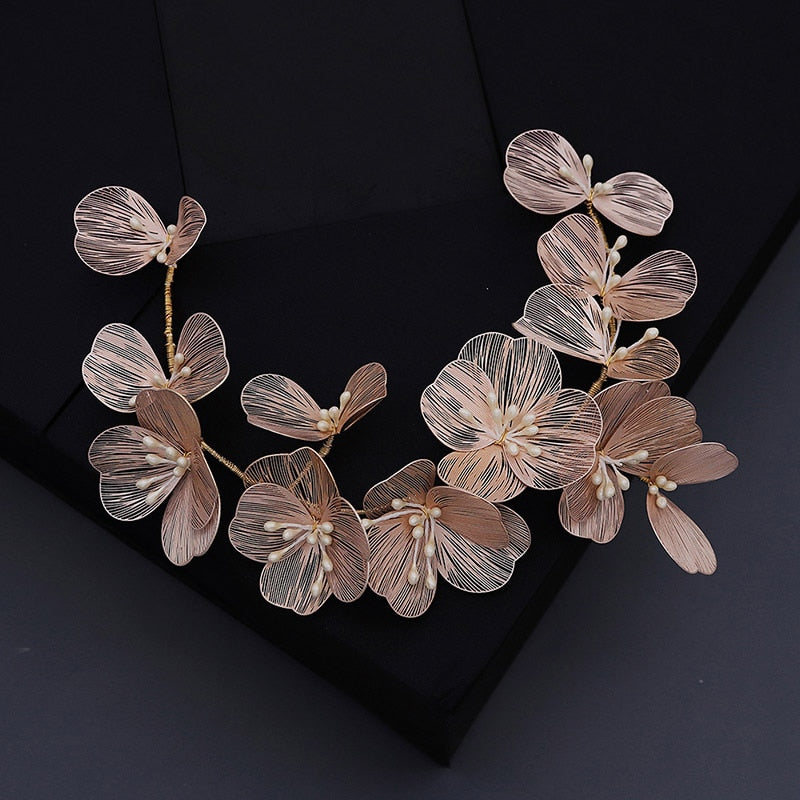 Gloria Delicate Flower Headband- Silver/Gold