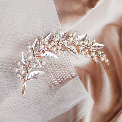 Kelly Pearl Leaf Wedding Hair Comb