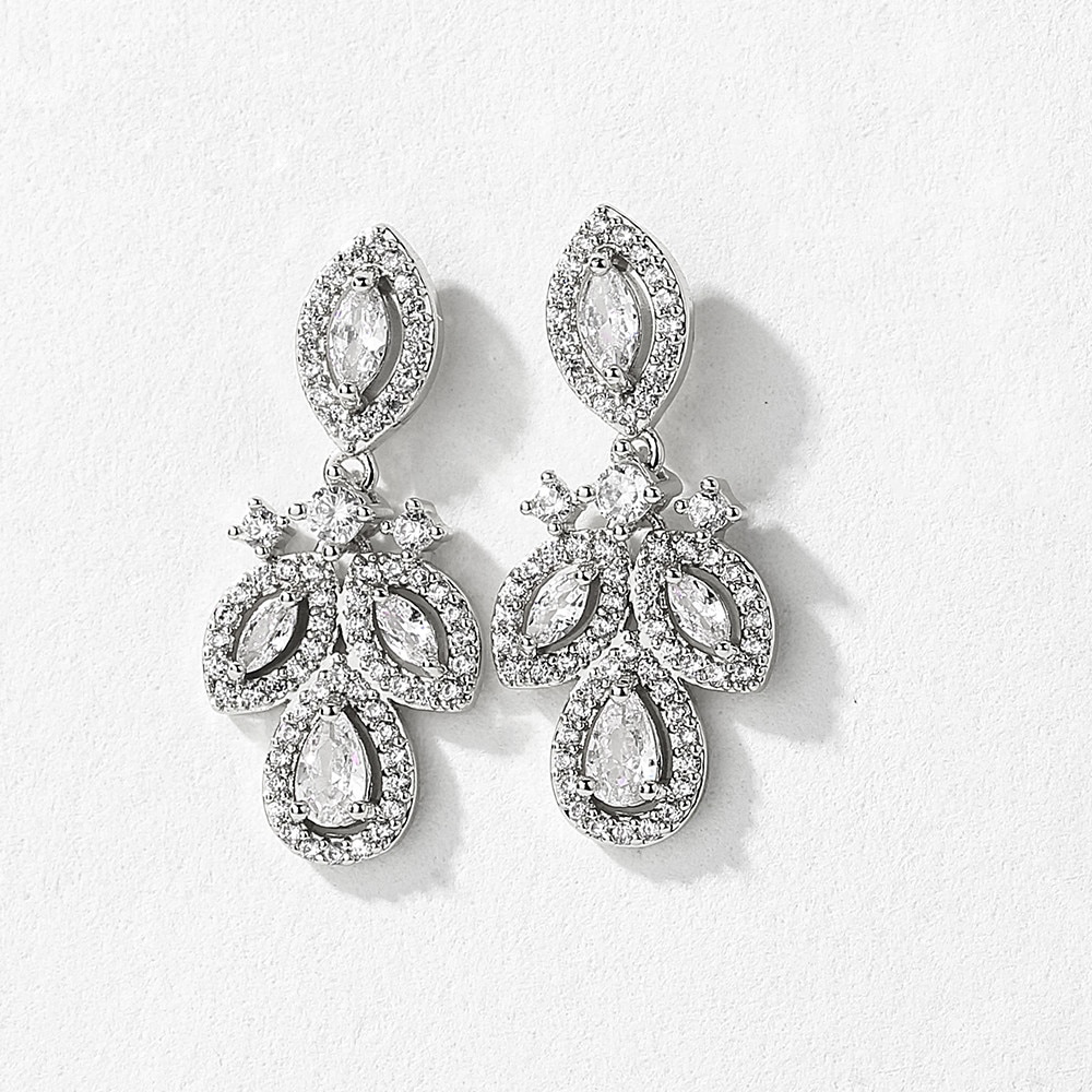 CZ Water Drop Wedding Earrings