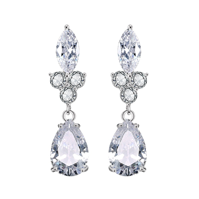 Water Drop Zirconia Crystal Dangle Earrings