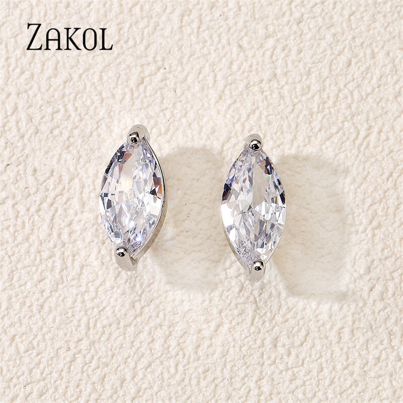 CZ Diamond Shaped Stud Earrings