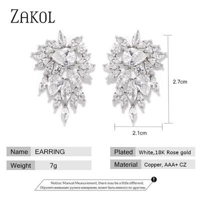 CZ Cluster Bridal Stud Earrings