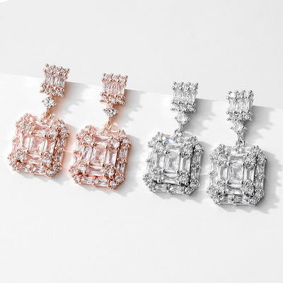 Square Crystal Wedding Earrings