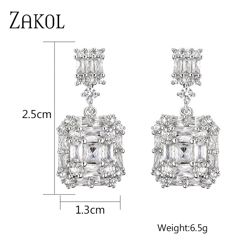 Square Crystal Wedding Earrings