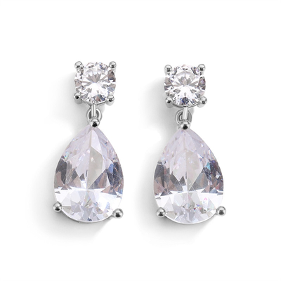 Large Water Drop Crystal Bridal Earrings