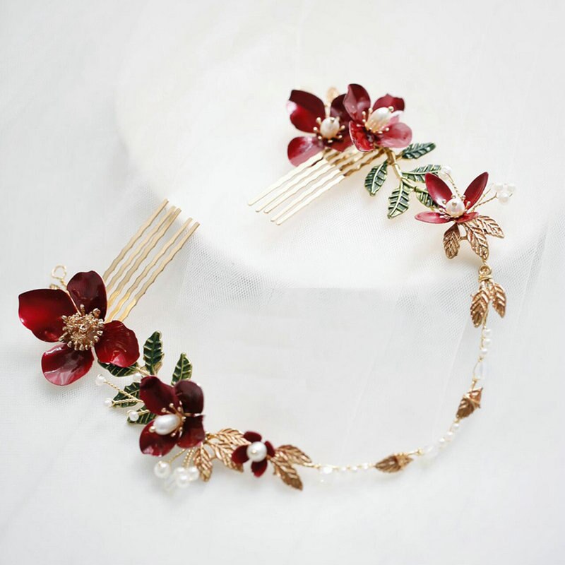 Selena Retro Red Floral Bridal Headband