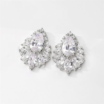 Brilliant Marquise Tear Drop Bridal Earrings