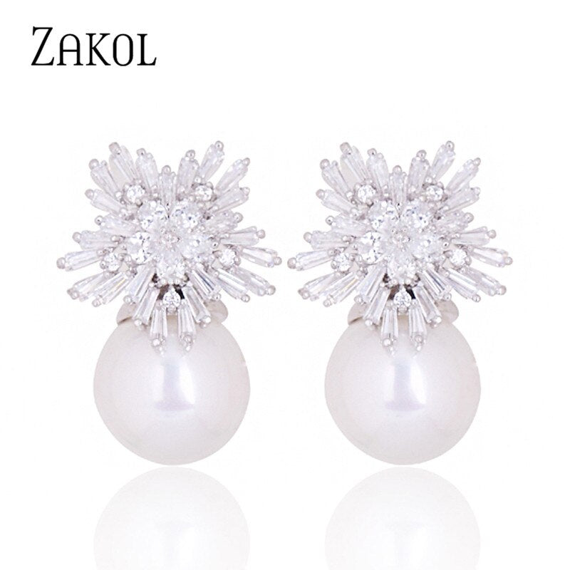 Pearl Drop Wedding Studs