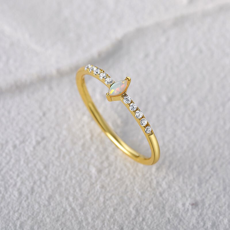 Gold Opal Marquise Stone Ring