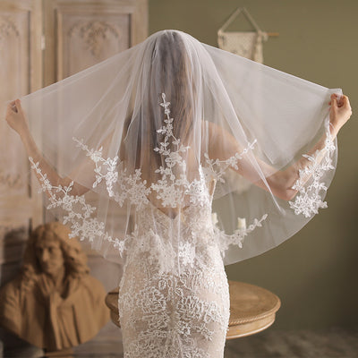 Finley Floral Beaded Wedding Veil