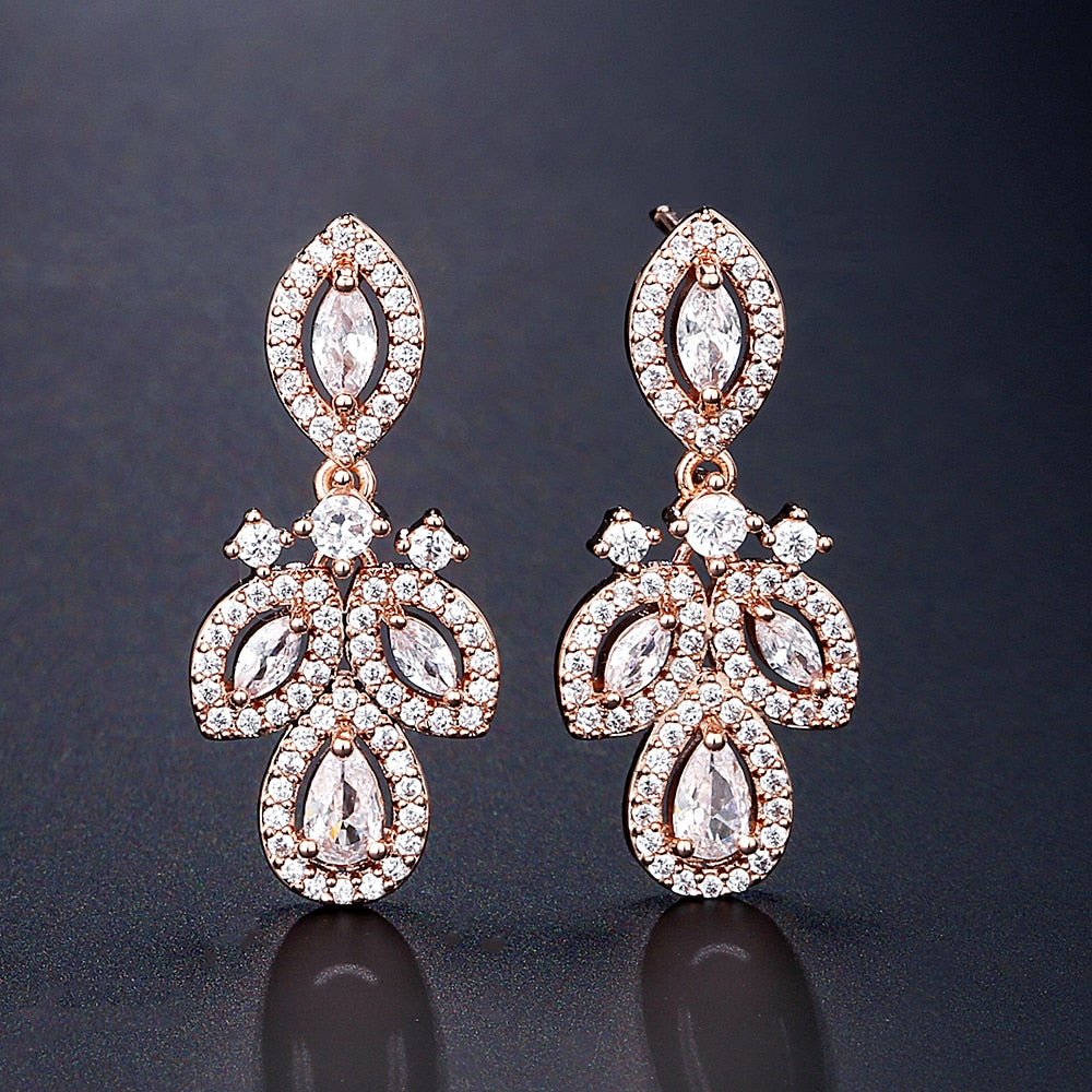 CZ Water Drop Wedding Earrings