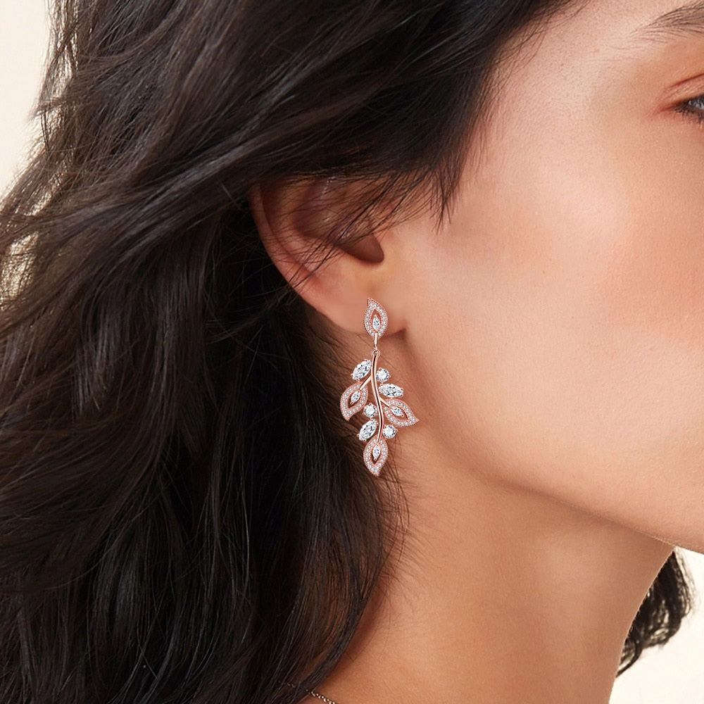 Elegant Floral Leaf Drop Earrings