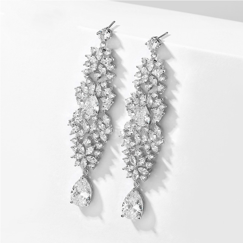 Long Chandelier Couture Wedding Earrings